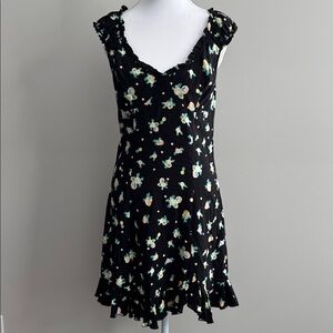 Free People Black Citrus Linen Blend Summer Dress size M